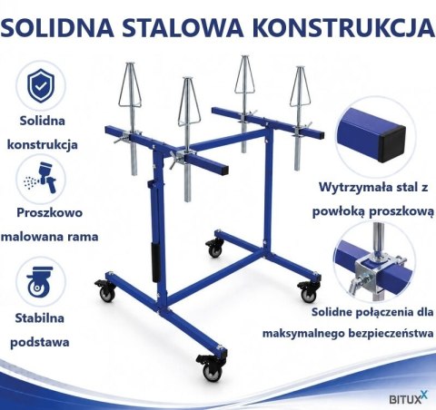 Mobilny stojak lakierniczy do felg BITUXX 4 felgi max 100kg