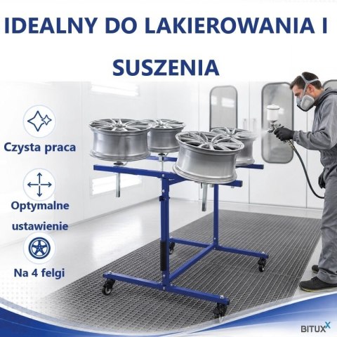 Mobilny stojak lakierniczy do felg BITUXX 4 felgi max 100kg