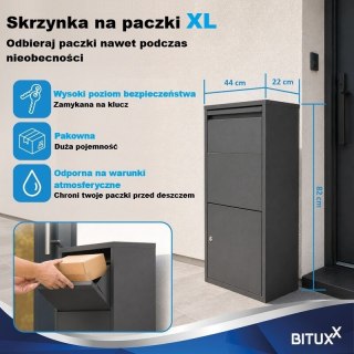 Skrzynka na paczki XL z klapą zabezpieczającą na klucz BITUXX