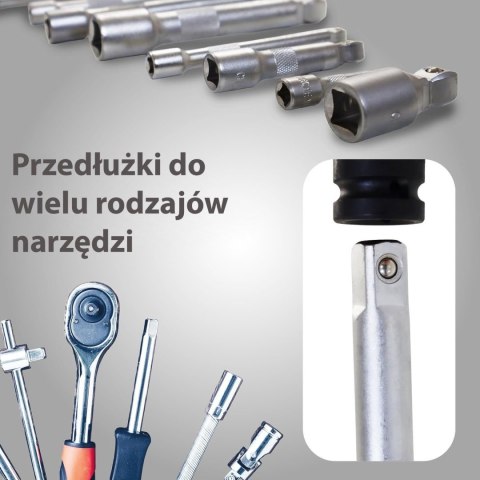 Przedłużki nasadowe 3/8" 1/4" 1/2" 50-250 mm